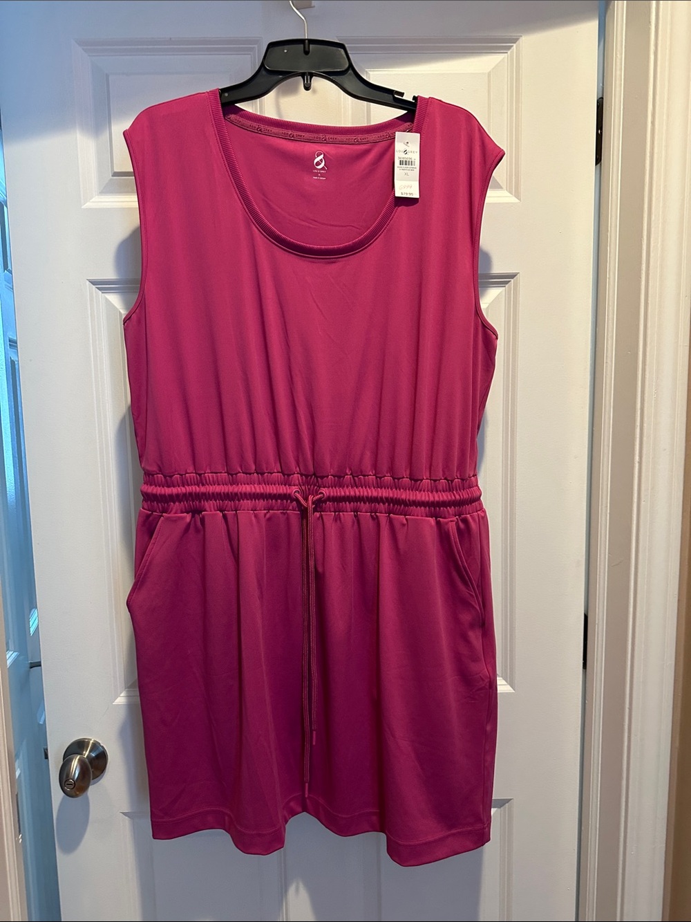 Lou & Grey XL Scoop Neck Sleeveless Athleisure Dress in Fuchsia - new with tags